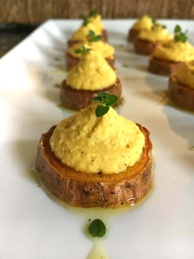 Hummus Sweet Potato Rounds