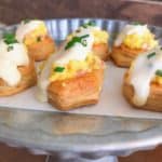Puff Pastry Breakfast Cups With Honey Dijon Sauce