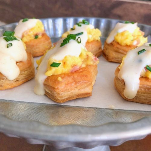 Puff Pastry Breakfast Cups With Honey Dijon Sauce