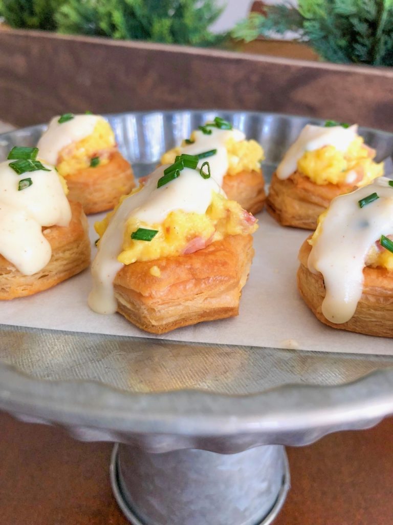 Puff Pastry Breakfast Cups With Honey Dijon Sauce