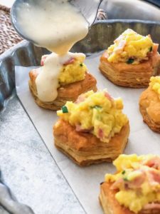Puff Pastry Breakfast Cups With Honey Dijon Sauce