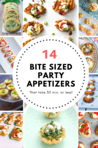 Easy party bite sized finger food appetizer recipes. Some you can make ahead some are fancy! All are perfect for parties or a crowd!