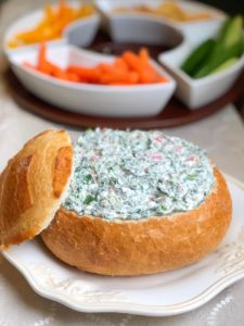 Easy cold homemade spinach dip without mayo! Made with cream cheese and is a great make ahead appetizer dip for anyone! Simple and quick! #spinachdip