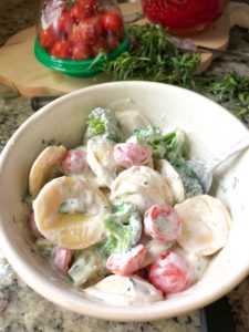 Pasta Salad Skewers With Creamy Herb Dressing