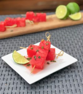 Boozy Watermelon Mojito Skewers | Drunken Watermelon | Alcohol infused fruit