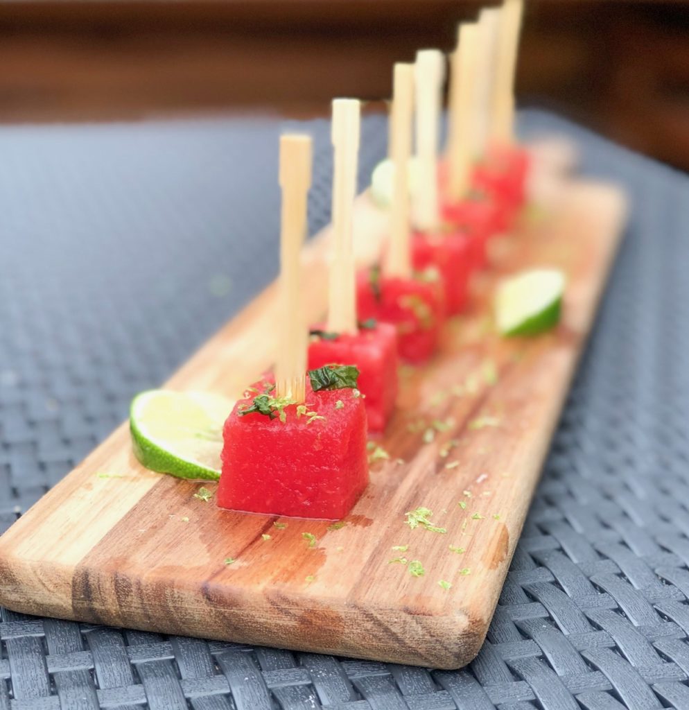 Boozy Watermelon Mojito Skewers | Alcohol Soaked Watermelon | Boozy Fruit | Drunken Watermelon Bites