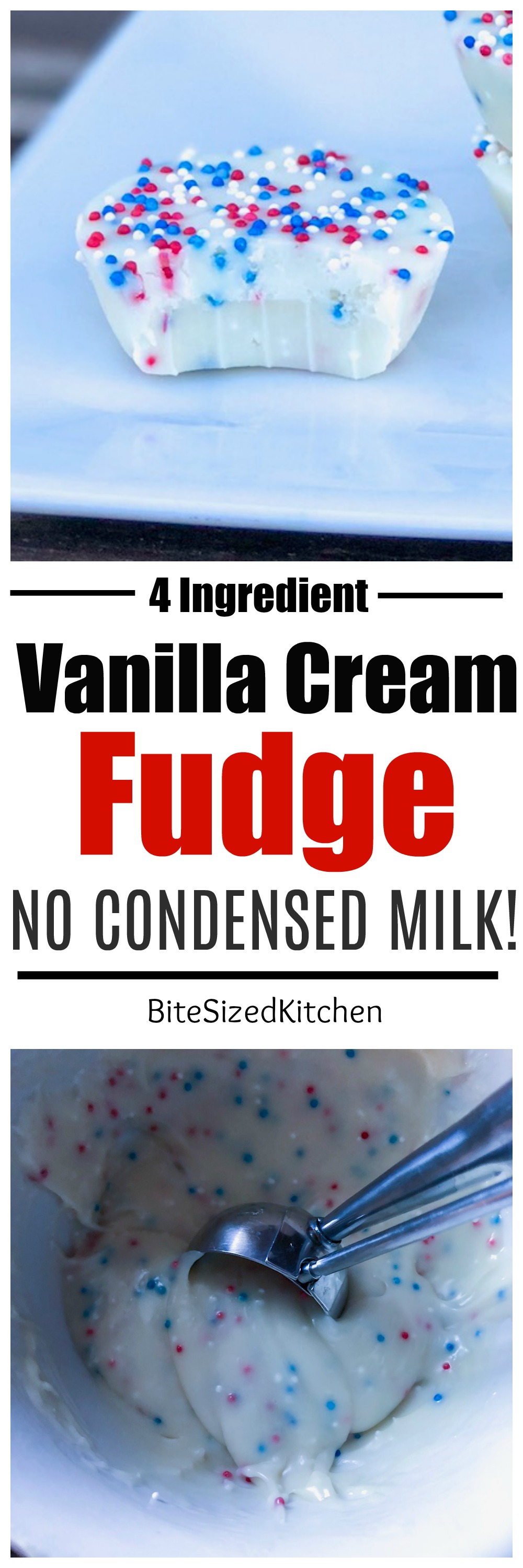Easy homemade vanilla fudge recipe! Made without condensed milk and using the microwave! Only 4 ingredients and so simple!