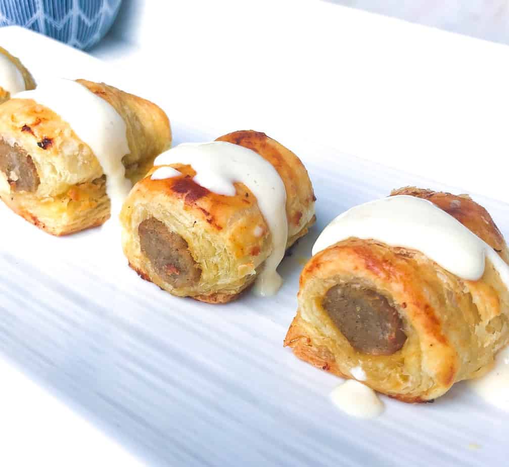 Puff Pastry Sausage Bites with Creamy Dijon Sauce