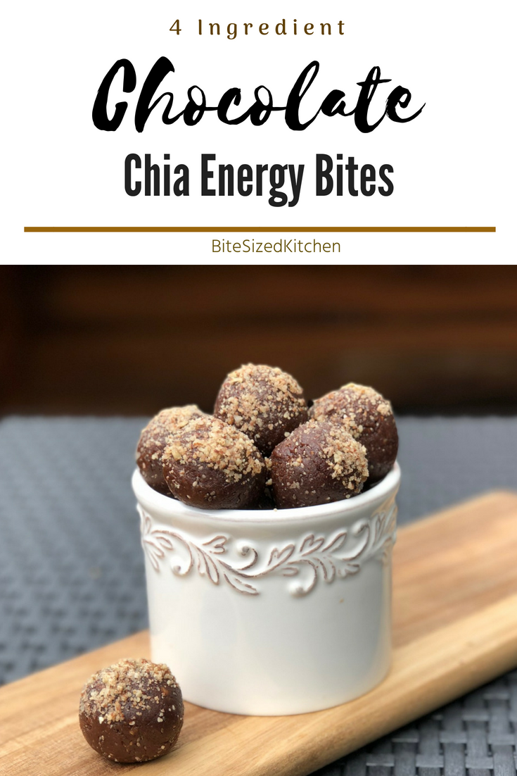 Healthy no bake chia seed protein balls are easy and quick to make! Just 4 ingredients! Made with dates, they are gluten free, vegan, paleo and whole 30!