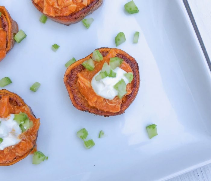 Buffalo Chicken Sweet Potato Rounds