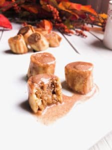 An easy, quick Pillsbury pie crust dessert! Such a great idea for a quick pumpkin treat using pre made, store bought refrigerated pie dough! A fun bite sized treat for a fall party or a crowd!