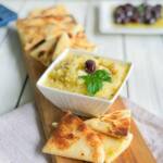 Skordalia in a bowl served with pita bread
