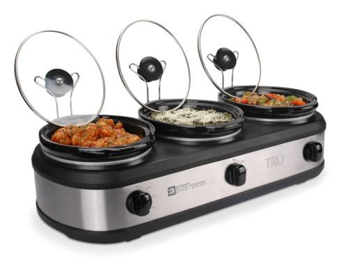 Triple slow cooker electric food warmer.