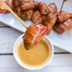 Skewered bacon wrapped appetizer