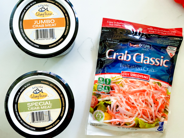 jumbo lump crab meat and imitation crab meat